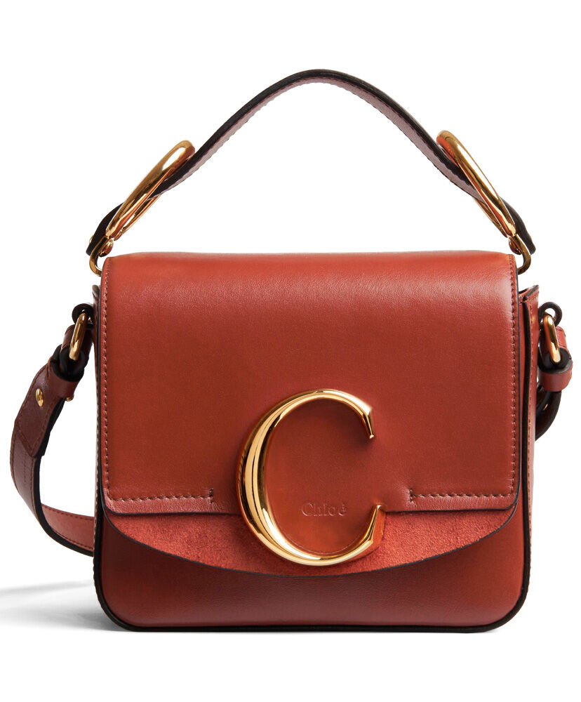 Chloe Mini C Bag Handbag Leather Coffee